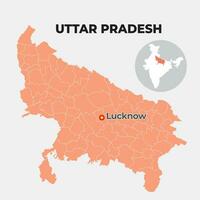 uttar Pradesh locator carta geografica mostrando quartiere e suo capitale vettore