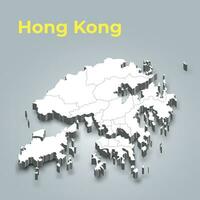 hong kong 3d carta geografica con frontiere di regioni e suo capitale vettore