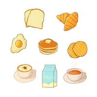 collezione di cibo per la colazione disegnata a mano vettore