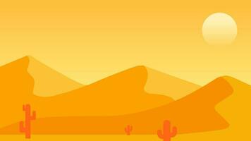 deserto paesaggio vettore illustrazione. scenario di sabbia deserto con calore sole e cactus. asciutto deserto paesaggio per illustrazione, sfondo o sfondo