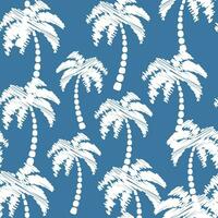 mano disegnato palma albero senza soluzione di continuità modello su blu sfondo vettore