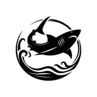 cartone animato squalo portafortuna logo staglia vettore icona illustrazione