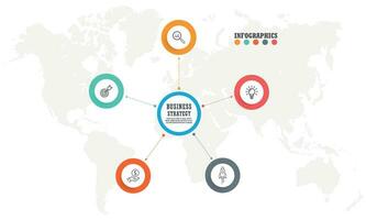 attività commerciale processi. sequenza temporale infografica con 5 passi, opzioni, frecce. vettore modello.