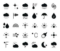 tempo metereologico icone impostato - meteorologia previsione simboli vettore collezione