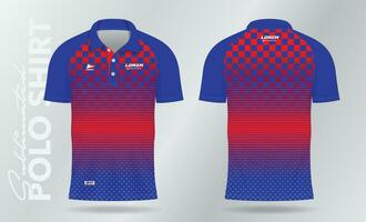 rosso e blu sublimazione polo sport maglia modello modello design vettore