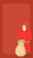 rosso sociale media storie sfondo modello con Santa Claus Tenere regalo vettore