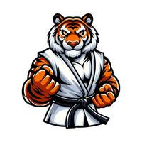 tigre indossare karatè attrezzatura vettore illustrazione. vettore eps 10