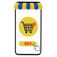 semplice vettore in linea shopping con smartphone e commercio concetto
