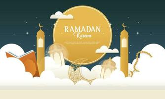 realistico islamico Ramadan kareem celebrazione sfondo con Arabo ornamenti vettore