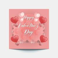 San Valentino giorno concetto manifesti impostato con rosso e rosa carta cuori e telaio su sfondo.fuori lato il giro piccolo cuore carino amore vendita banner o saluto carte. vettore illustrazioni