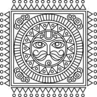 rangoli tradizionali e culturali indiani, alpona, kolam o paisley vector line art. arte bengala india. per la stampa tessile, logo, carta da parati