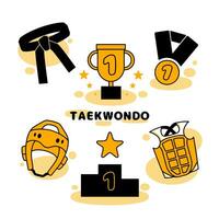 taekwondo e vincitore simbolo o icona impostato vettore