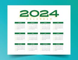 2024 nuovo anno inglese calendario modello nel minimo stile vettore