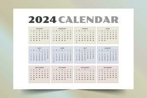 2024 nuovo anno calendario modello un' stampabile design vettore