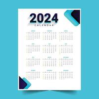 2024 inglese annuale calendario disposizione per attività commerciale scrivania o parete vettore