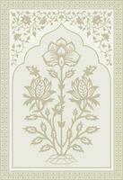 tradizionale indiano fiore motivo. Mughal mano disegnato, Mughal parete quadri. Vintage ▾ indiano popolare fiore. botanico floreale etnico motivo. tradizionale orientale fiore motivo design. vettore