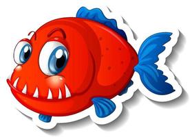 adesivo cartone animato animale marino con pesci carini vettore