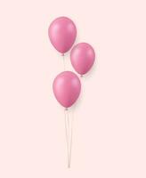 3d realistico rosa contento compleanno palloncini volante per festa e celebrazioni vettore