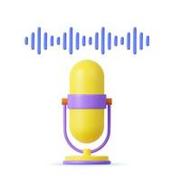 3d Podcast microfono su In piedi, Audio attrezzatura vettore