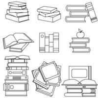 libri icona vettore impostare. biblioteca illustrazione cartello collezione. archivio simbolo. libri di testo logo.