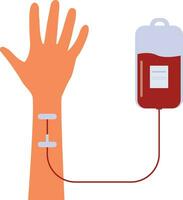 sangue donazione, sangue trasfusione, umano mano. piatto illustrazione vettore