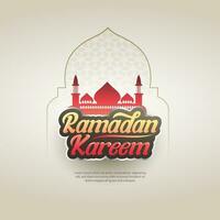 islamico saluto Ramadan kareem carta design con bellissimo moschea vettore