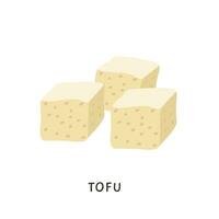 affettato tofu cubi. vegano biologico soia formaggio a dadini isolato su bianca sfondo. piatto vettore cartone animato illustrazione di latteria fagiolo cagliata. tradizionale asiatico pasto per vegetariani.