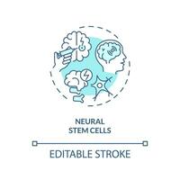 2d modificabile blu neurale stelo cellule icona, monocromatico isolato vettore, magro linea illustrazione che rappresentano cellula terapia. vettore
