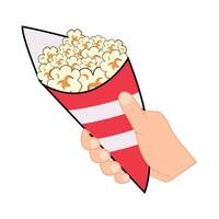 Popcorn nel mano illustrazione vettore