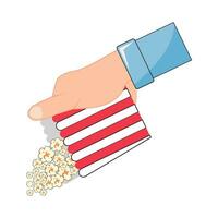 Popcorn nel mano illustrazione vettore