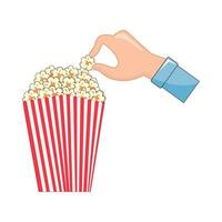 Popcorn nel mano illustrazione vettore