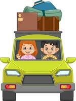 giovane coppia in viaggio con auto vettore