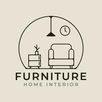 mobilia interno casa linea arte logo icona e simbolo vettore illustrazione minimalista design.