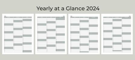 annuale a un' occhiata 2024, calendario progettista vettore