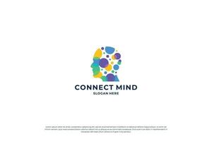 colorato umano cervello connessione logo design. mente connessione, inteligente uomo logo concetto. vettore
