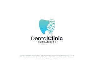 creativo dentale clinica logo design con dente forma e pendenza colore. vettore