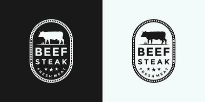 Manzo bistecca logo design per il tuo attività commerciale ristorante vettore