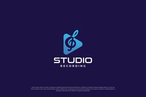 musica logo design. studio registrazione, Audio, suono icona modello. vettore