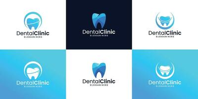 impostato di creativo dentale clinica logo design. dente simbolo concetto, odontoiatria logo modello. vettore