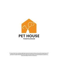 animale domestico Casa, animale domestico memorizzare logo design collezione. coniglio e gatto combinazione nel il Casa vettore