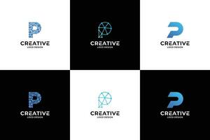 impostato di creativo iniziale lettera p logo design. vettore