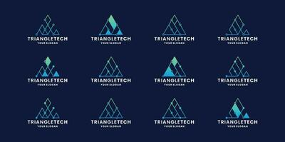 creativo triangolo tecnologia concetto logo design con pendenza colore vettore