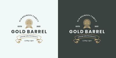 oro botte, vecchio fabbrica di birra, whisky logo design Vintage ▾ vettore