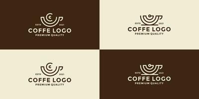 fascio caffè tazza con senza fili logo design distintivo retrò stile vettore