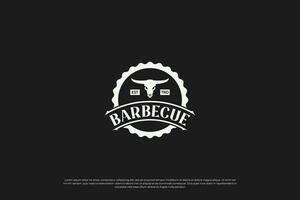 barbecue ristorante emblema logo design. griglia e bar distintivo modello. vettore