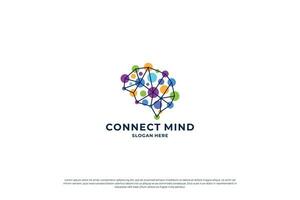colorato umano cervello connessione logo design. mente connessione, inteligente uomo logo concetto. vettore