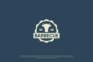 barbecue, bistecca Casa ristorante logo design. Vintage ▾ emblema, etichetta, distintivo modello. vettore