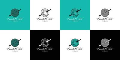 uncinetto arte logo design collezione vettore