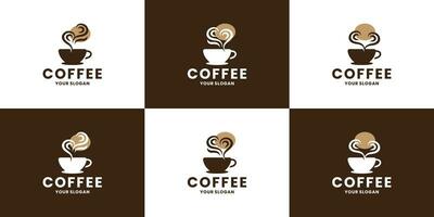 impostato di caffè negozio logo icona. caffè etichetta logo design collezioni vettore