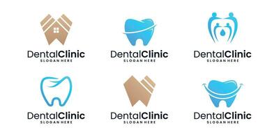 collezione di dentale clinica logo concetto. dente logo simbolo modello. vettore